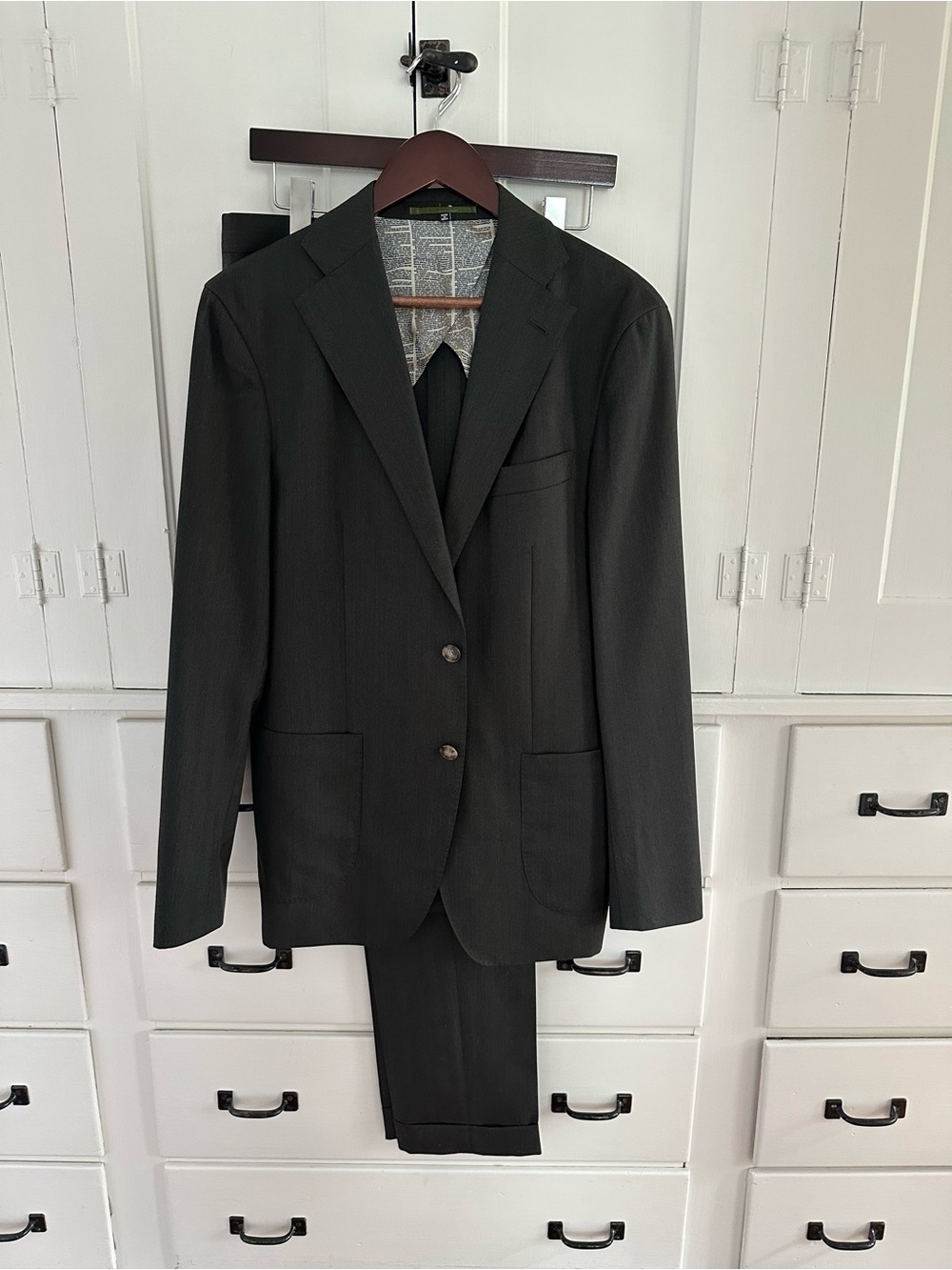 Munro green Herringbone super 130’s Wool Suit